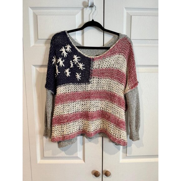 Free People Women's Grey and Blue Jumper - Picture 1 of 6